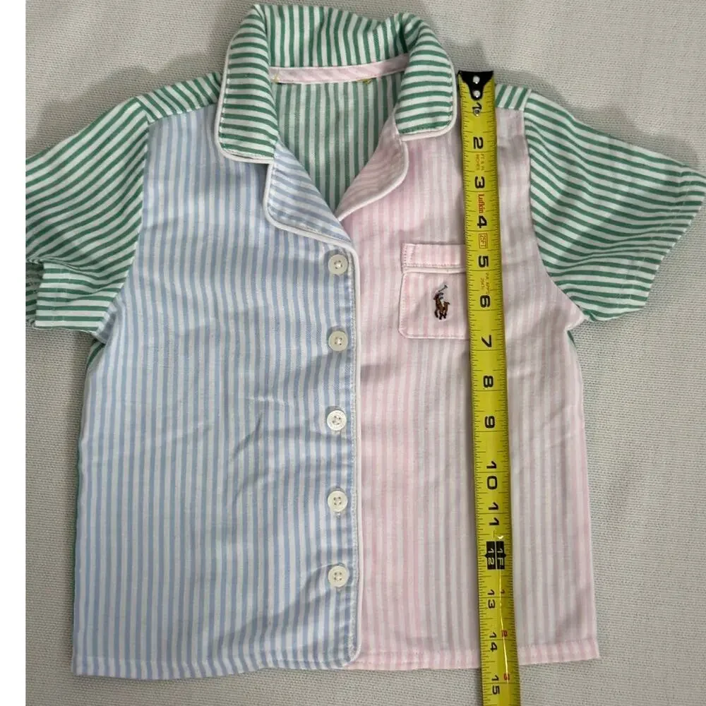 Ralph Lauren Twill Fun Color block Sleep Set size 3-4